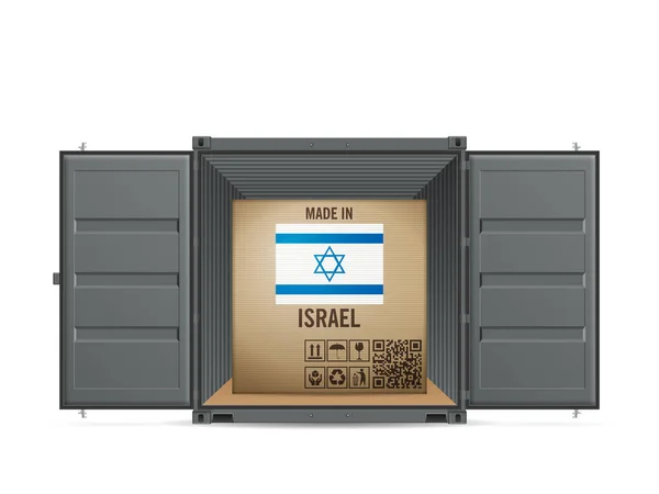 Caixa Papelão Israel Contêiner Carga Fundo Branco Ilustração Vetorial —  Vetores de Stock