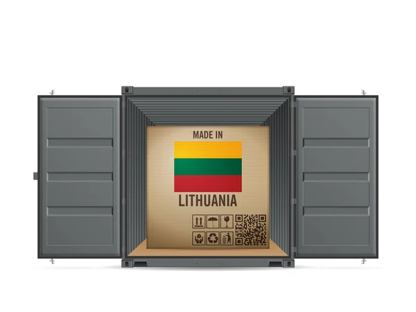 Karton Litauen Frachtcontainer Auf Weißem Hintergrund Vektorillustration — Stockvektor