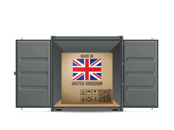 Kartong Storbritannien Lastbehållare Vit Bakgrund Vektorillustration — Stock vektor