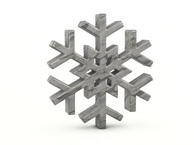 Beyaz arkaplanda mermer kar tanesi sembolü. 3d illüstrasyon.