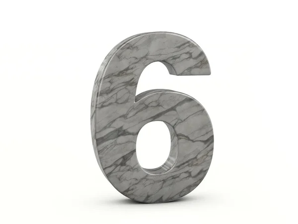 Marble Number Six White Background Illustration — Stock Photo, Image