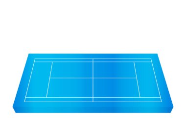 Beyaz bir arka planda tenis kortu. Vektör illüstrasyonu.