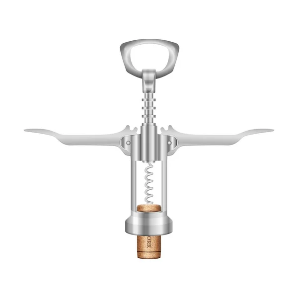 Wijnkurkentrekker Kurk Een Witte Ondergrond Vectorillustratie — Stockvector