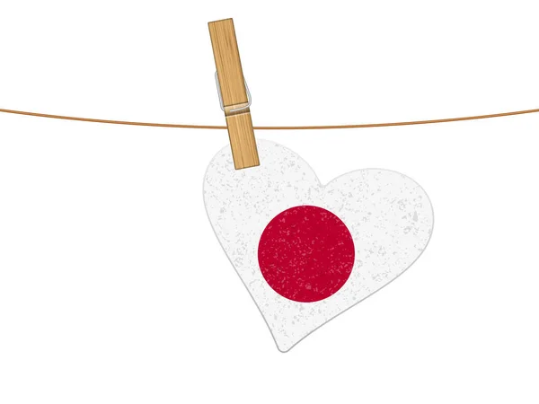 Hart Japan Vlag Waslijn Vector Illustratie Een Witte Achtergrond — Stockvector