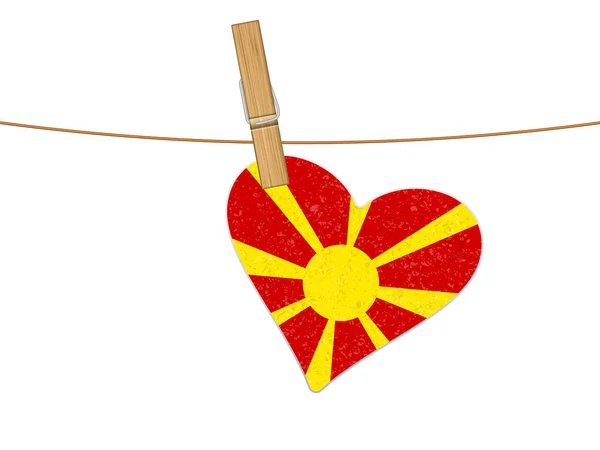 Bandeira Coração Macedónia Norte Varal Ilustração Vetorial Sobre Fundo Branco —  Vetores de Stock