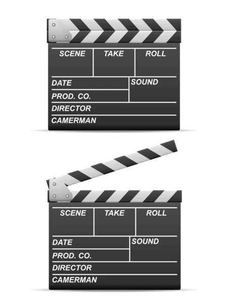 Clapperboard Establecido Sobre Fondo Blanco Ilustración Vectorial — Archivo Imágenes Vectoriales