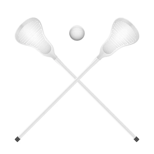Lacrosse Sticks Bal Een Witte Achtergrond Vectorillustratie — Stockvector