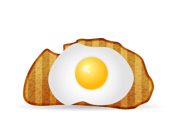 Toast Pain Avec Oeuf Sur Fond Blanc Illustration Vectorielle — Image vectorielle