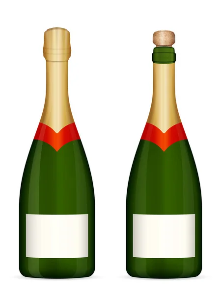 Champagne Flaska Vit Bakgrund Vektorillustration — Stock vektor