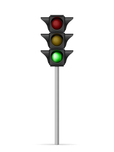 Trafik Ljus Grönt Ljus Vit Bakgrund Vektorillustration — Stock vektor