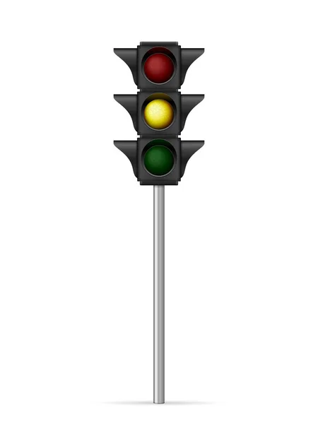 Traffic Light Yellow Light White Background Vector Illustration — Stock Vector