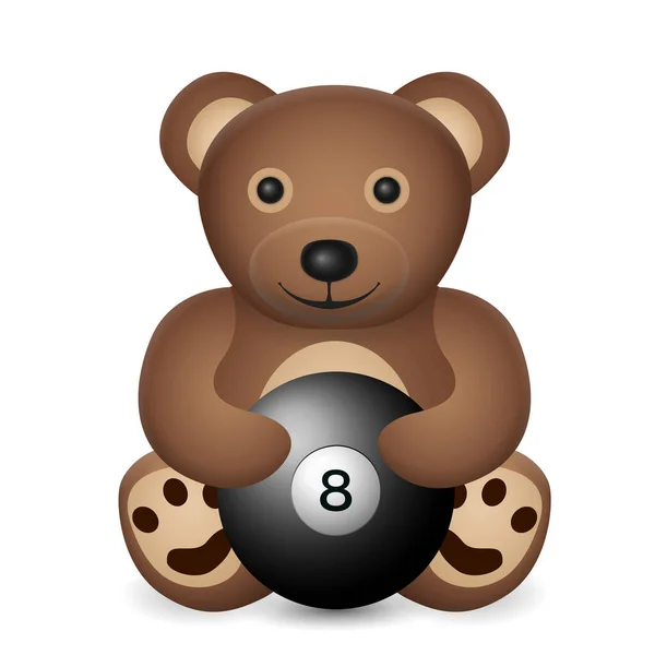 Teddy Bear Billiard Ball White Background Vector Illustration — Stock Vector