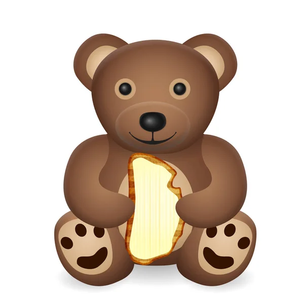 Αρκουδάκι Φρυγανισμένο Ψωμί Λευκό Φόντο Εικονογράφηση Διανύσματος — Διανυσματικό Αρχείο