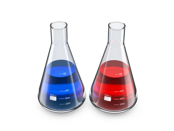 Erlenmeyer Flasks White Background Illustration — Stock Photo, Image