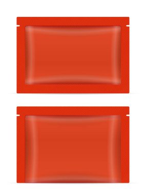 Sachet beyaz arka planda. Vektör illüstrasyonu.