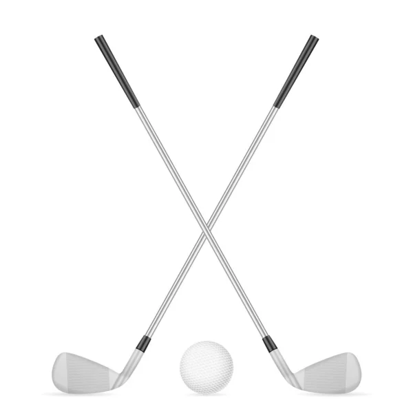 Golfclubs Bal Een Witte Achtergrond Vectorillustratie — Stockvector