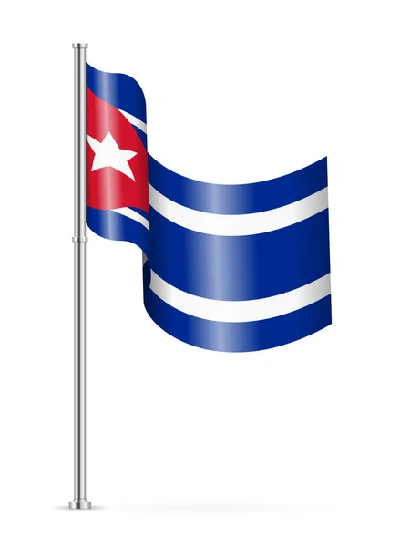 Wellenförmige Flagge Kubas Auf Weißem Hintergrund Vektorillustration — Stockvektor