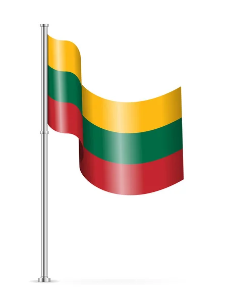 Bandiera Sventolata Della Lituania Sfondo Bianco Illustrazione Vettoriale — Vettoriale Stock