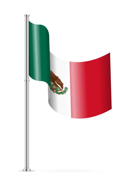 白色背景上的墨西哥飘扬的国旗 矢量说明 — 图库矢量图片