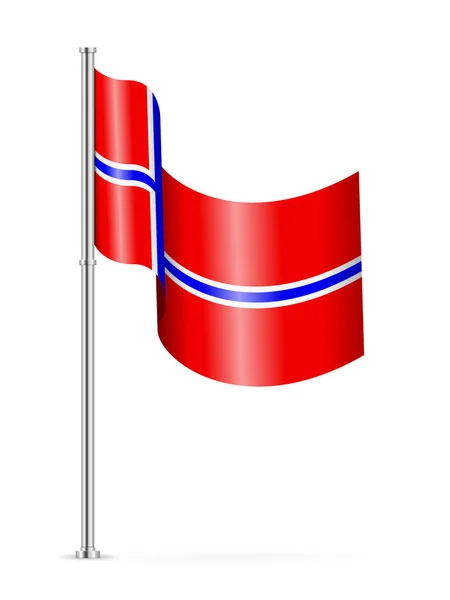 Golvende Vlag Van Noorwegen Een Witte Achtergrond Vectorillustratie — Stockvector