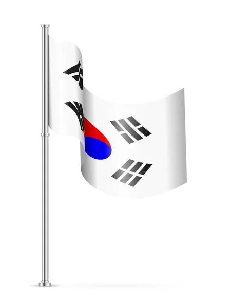 Bandeira Ondulada Coreia Sul Sobre Fundo Branco Ilustração Vetorial —  Vetores de Stock