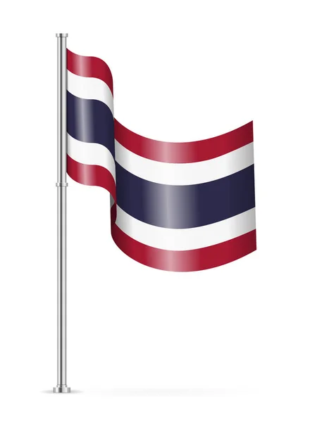 Κυματιστή Σημαία Της Ταϊλάνδης Λευκό Φόντο Εικονογράφηση Διανύσματος — Διανυσματικό Αρχείο