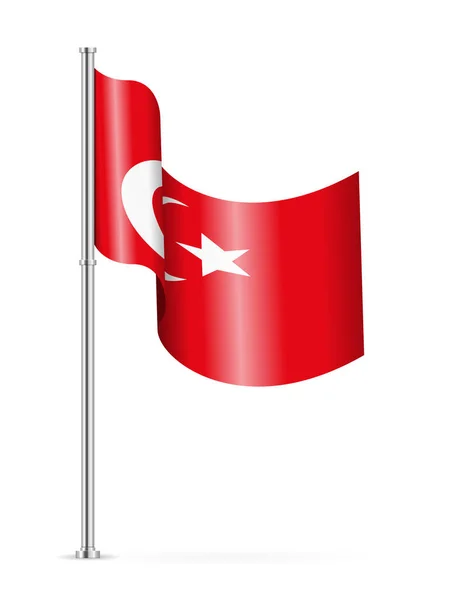 Bandiera Sventolata Della Turchia Sfondo Bianco Illustrazione Vettoriale — Vettoriale Stock