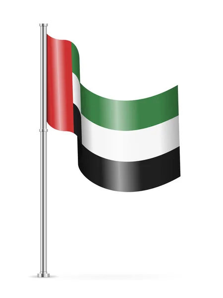 Egyesült Arab Emírségek Hullámos Zászlója Fehér Alapon Vektorillusztráció — Stock Vector