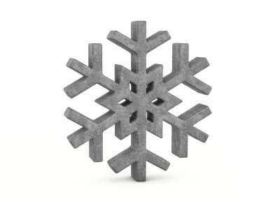 Beyaz arka planda beton kar tanesi sembolü. 3d illüstrasyon.