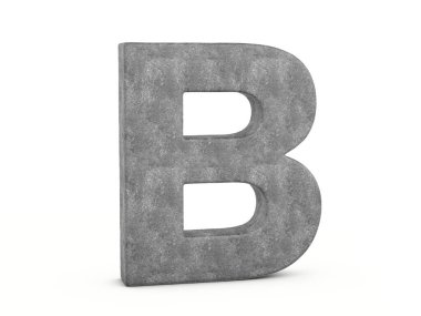 Beyaz arka planda beton harf B. 3d illüstrasyon.