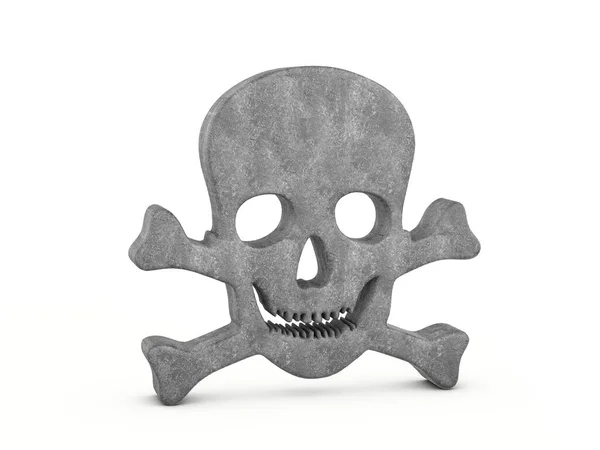 Concrete Skull Symbol White Background Illustration — Stock Photo, Image