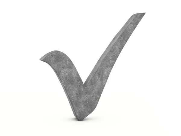 Concrete Check Mark Symbol White Background Illustration — Stock Photo, Image