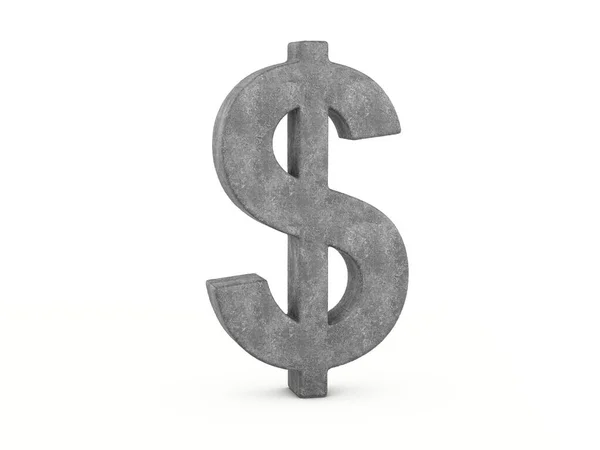 Concrete Dollar Symbol White Background Illustration — Stock Photo, Image