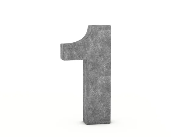 Concrete Number One White Background Illustration — Stock Photo, Image