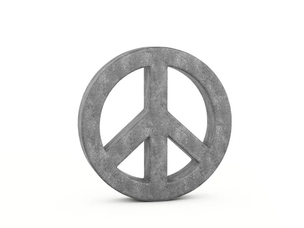 Concrete Peace Symbol White Background Illustration — Stock Photo, Image