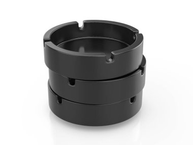 Beyaz arka planda kül tablaları. 3d illüstrasyon.