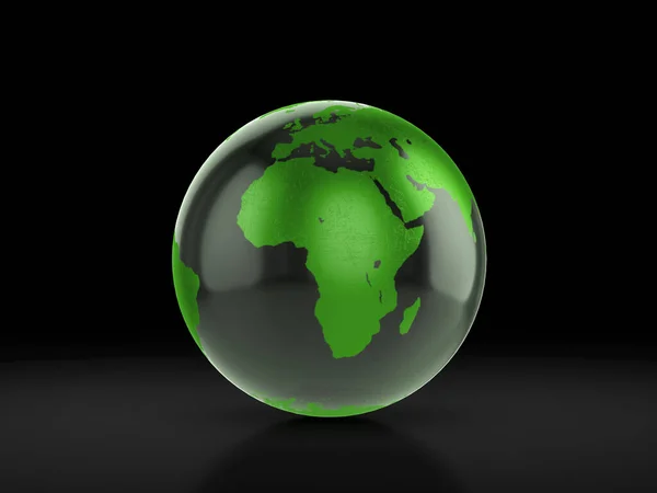 Siyah Arka Planda Cam Dünya Küresi Illüstrasyon — Stok fotoğraf