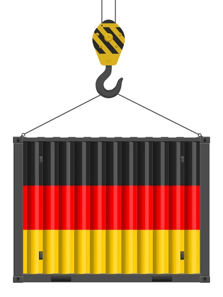 Zawieszony Kontener Ładunkowy Flagą Niemiec Białym Tle Ilustracja Wektora — Wektor stockowy
