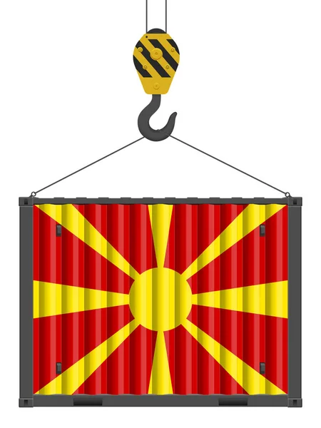 Recipiente Carga Com Bandeira Macedónia Norte Num Fundo Branco Ilustração — Vetor de Stock