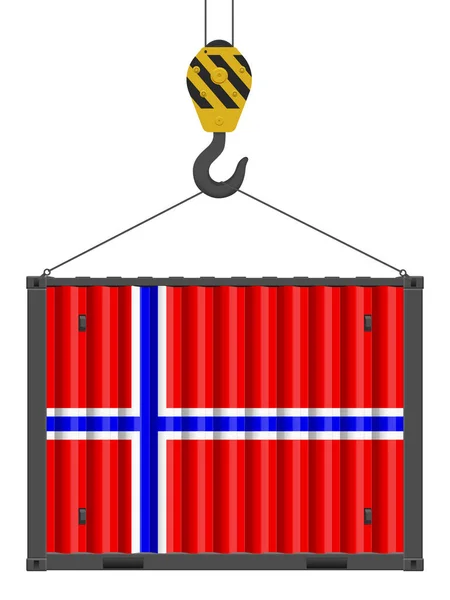 노르웨이 국기가 뚜껑달린 컨테이너가 배경에 그려져 일러스트 — 스톡 벡터