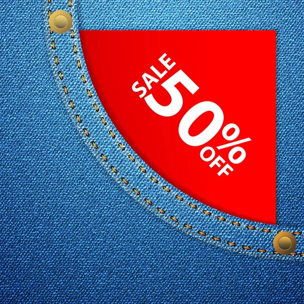 Denim pocket and sale 50 off — стоковый вектор