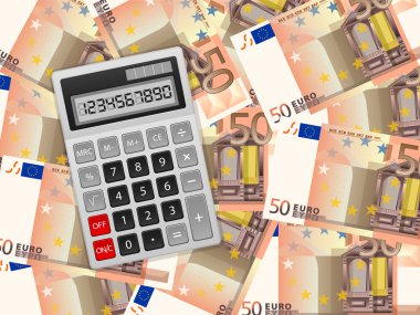 50 euro arka plan üzerinde hesap makinesi