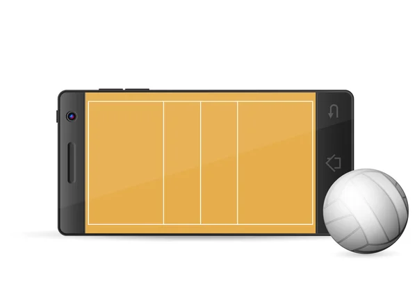 Téléphone intelligent volley-ball — Image vectorielle