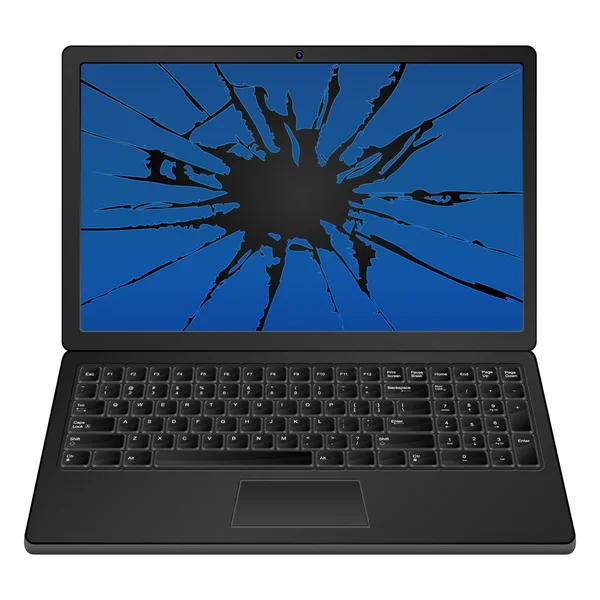 Gebarsten laptop — Stockvector
