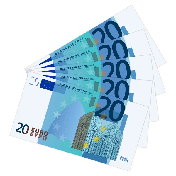 Veinte billetes en euros — Vector de stock