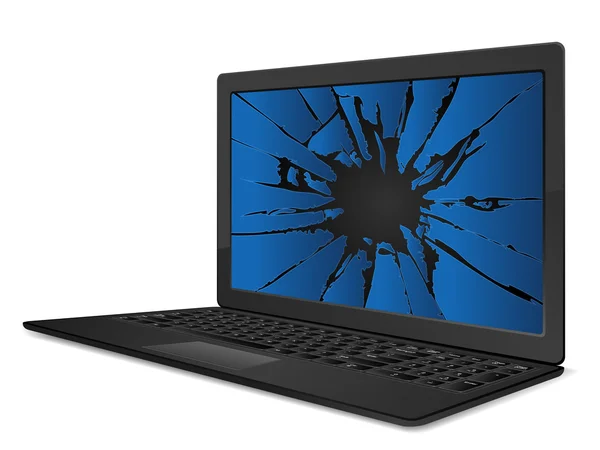 Cracked laptop — Stock Vector