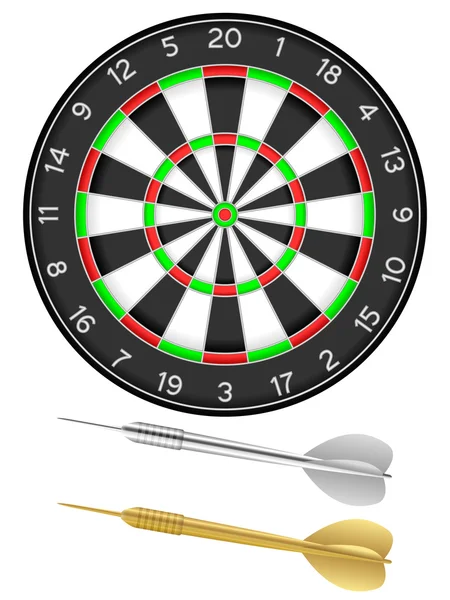 Dartboard and darts — Stock Vector