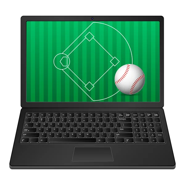 Laptop honkbal — Stockvector