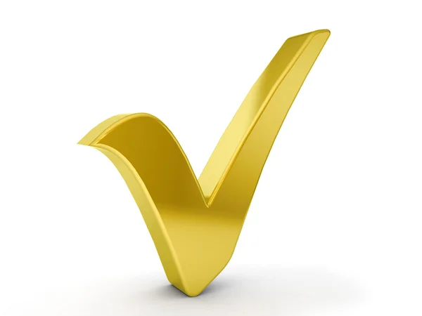 Gold check symbol — Stock Photo, Image