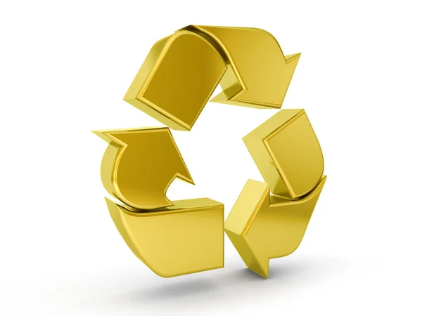 Złota recykling symbol — Zdjęcie stockowe